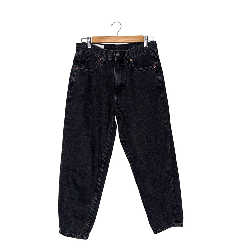 Gap Barrel Jean High Rise Women 27/4 Regular Black Excellent Tapered Leg Denim